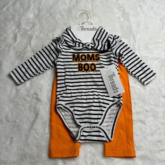 Infant‎ Halloween Set 3-6 Months Mom's Boo Bodysuit, Pants, Headband - Picture 1 of 8